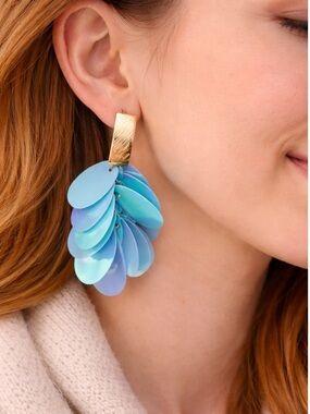 ⚠️ 5/25: Blue Layered Disk Drop Earrings